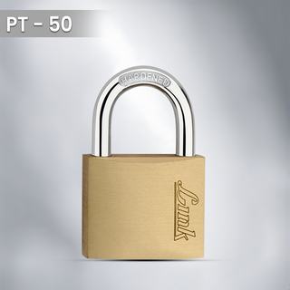  Link PT 50 MM Brass Padlock with Hardened Shackle and 3 Brass Key | 15 Years Warranty 