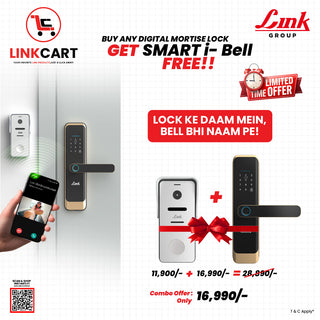 Link Smart Quantum Digital Biometric Door Lock (Mobile app with Wi-Fi, Gold) Combo