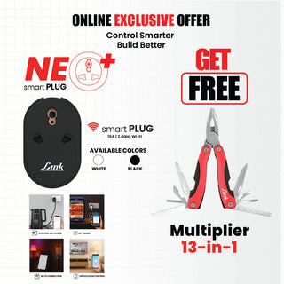 Link Smart NEO+ Wi-fi Smart plug 16A (Black) | Get Free 13 in 1 Multiplier