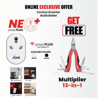Link Smart NEO+ Wi-fi Smart plug 16A (White) | Get Free 13 in 1 Multiplier
