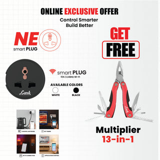 Link Smart NEO Wi-fi Smart plug 10A (Black) | Get Free 13 in 1 Multiplier