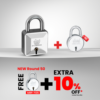 Link Square 60 MM Diamond Cut Patented Design Padlock | 9 Levers | 2 Lacs Key Combinations | Solid Steel Body Lock with 3 Keys | + Free New Round 50 MM + Additional Discount