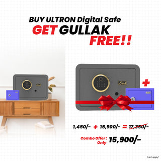 Link Smart Ultron Safe Locker for Home | 17 Litres | Digital Lock | Locker Safe For Home | Master & User PIN Code Access | Fingerprint Locker | Tijori Locker | Motorized locker | Automatic locking and unlocking | Grey COMBO