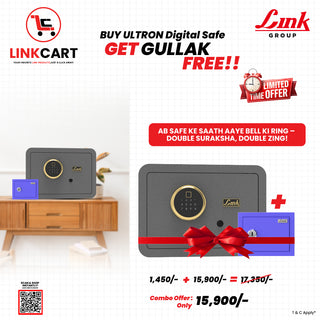 Link Smart Ultron Safe Locker for Home | 17 Litres | Digital Lock | Locker Safe For Home | Master & User PIN Code Access | Fingerprint Locker | Tijori Locker | Motorized locker | Automatic locking and unlocking | Grey COMBO
